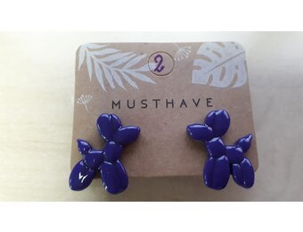 3D - Oorbellen Ballonhondje - Lilac - Greyhounds