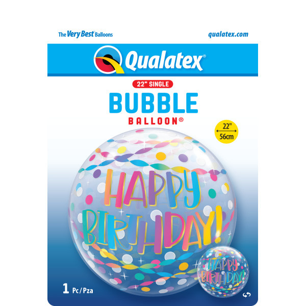 BUBBLE Birthday Confetti & Streamers - 22"/56cm