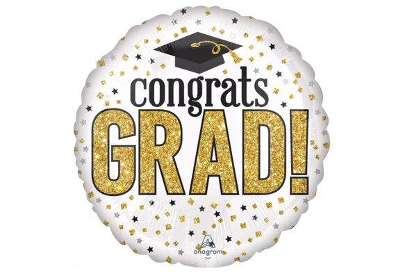 JUMBO - Congrats Grad Sparkle Gold - 28 inch - Anagram