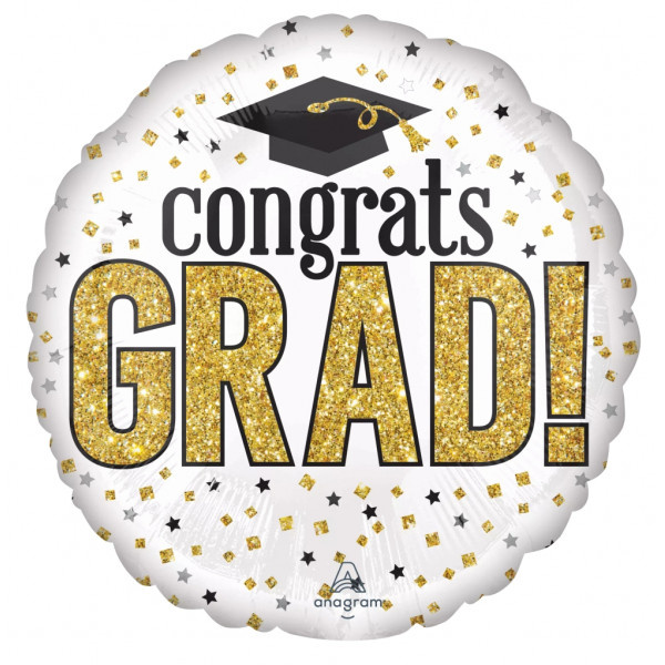 JUMBO - Congrats Grad Sparkle Gold - 28 inch - Anagram