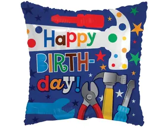 SALE > Pillow - Birthday - Tools - 18 inch - Kaleidoscope