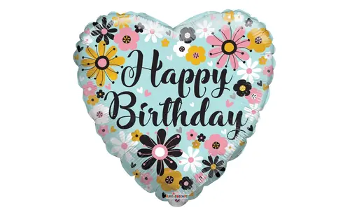 Heart - Happy Birthday - Flowers - K18"