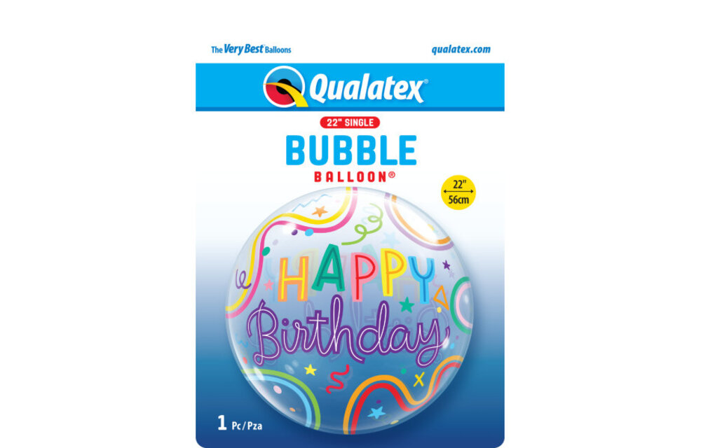 BUBBLE Birthday Swiggle Lines & Stars - 22 inch - Qualatex