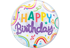 BUBBLE Birthday Swiggle Lines & Stars - 22 inch - Qualatex