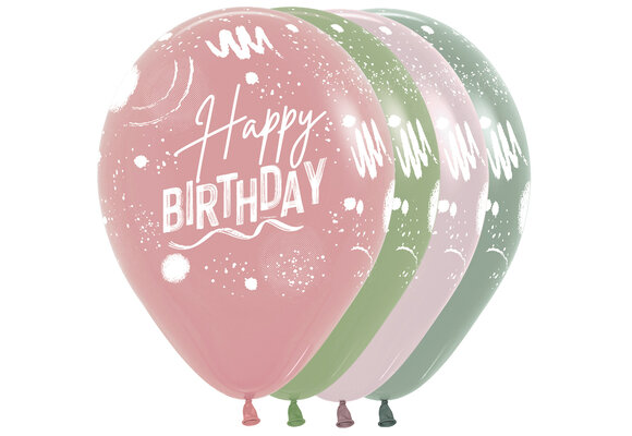 R12 - Happy Birthday - Brush Design - Assortment - 25pcs