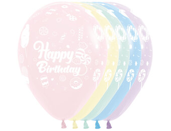Sempertex 12 inch  - Happy Birthday - Sweet - Matte Assortment - 25 pcs