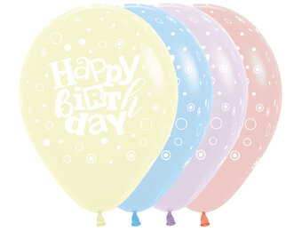 Sempertex 12 inch  - Happy Birthday - Festival - Matte Assortment - 25pcs
