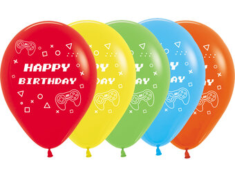 Sempertex 12 inch  - Happy Birthday - Game On - Assortment - 25 pcs