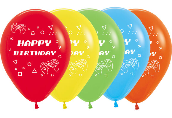 Sempertex 12 inch  - Happy Birthday - Game On - Assortment - 25 pcs