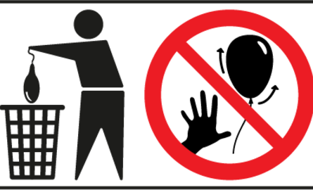 Gooi ballonnen in de afvalbak en laat geen ballonnen vrij in de natuur