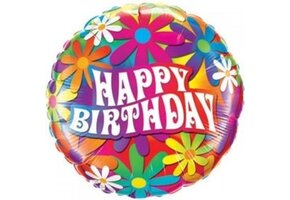 MICROFOIL - Birthday Psychedelic Daisies - 9 inch - Qualatex