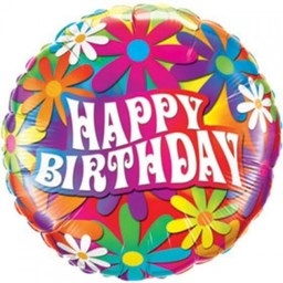 MICROFOIL - Birthday Psychedelic Daisies - 9 inch - Qualatex
