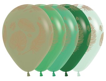 Sempertex 12 inch  - Tropical Leaves - Gold Print - Ast - 25 Stuks