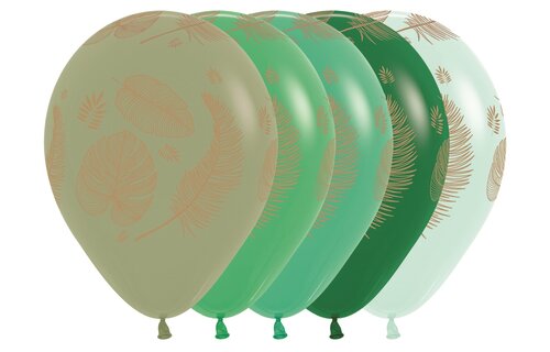 Sempertex 12 inch  - Tropical Leaves - Gold Print - Ast - 25 Stuks