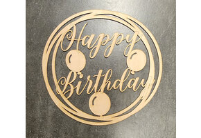 LS - Happy Birthday - hout - 40 x 45cm/3mm