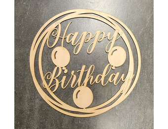 LS - Happy Birthday - hout - 40 x 45cm/3mm