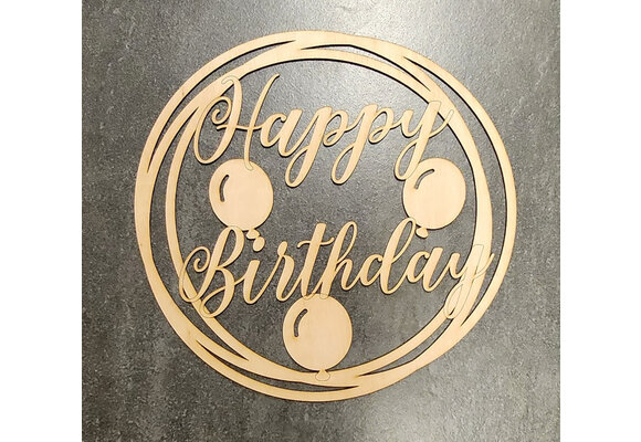 LS - Happy Birthday - hout - 40 x 45cm/3mm