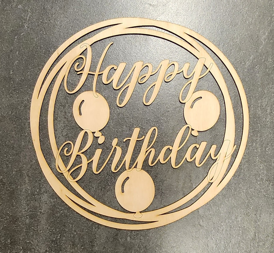 LS - Happy Birthday - hout - 40 x 45cm/3mm