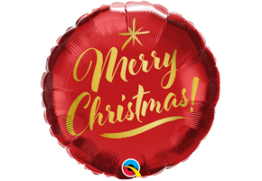 MICROFOIL - Christmas - Gold Script Red - 9 inch - Qualatex
