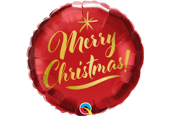 MICROFOIL - Christmas - Gold Script Red - 9 inch - Qualatex