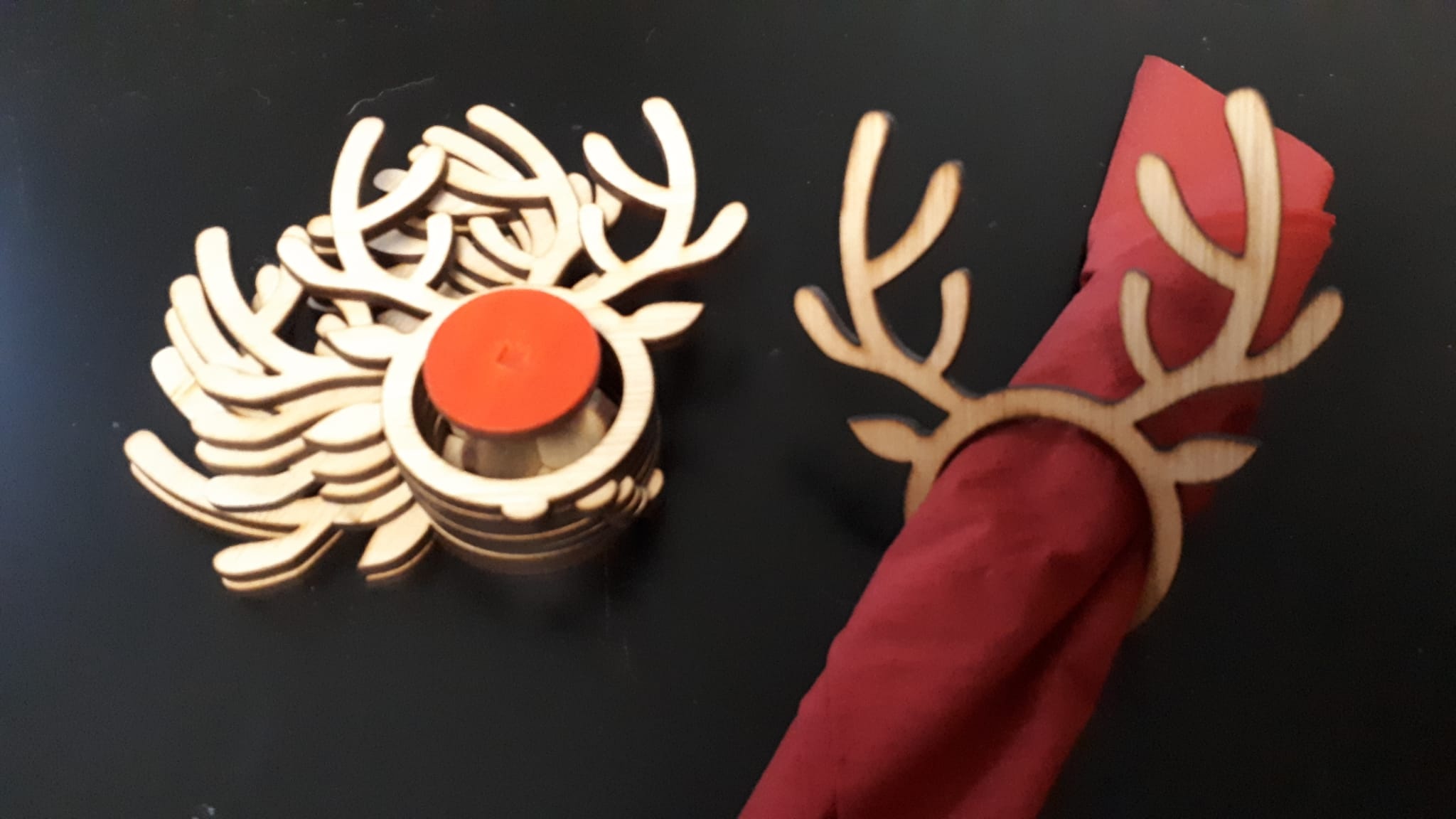 LS - Servetring - Hout - 6 stks op houder