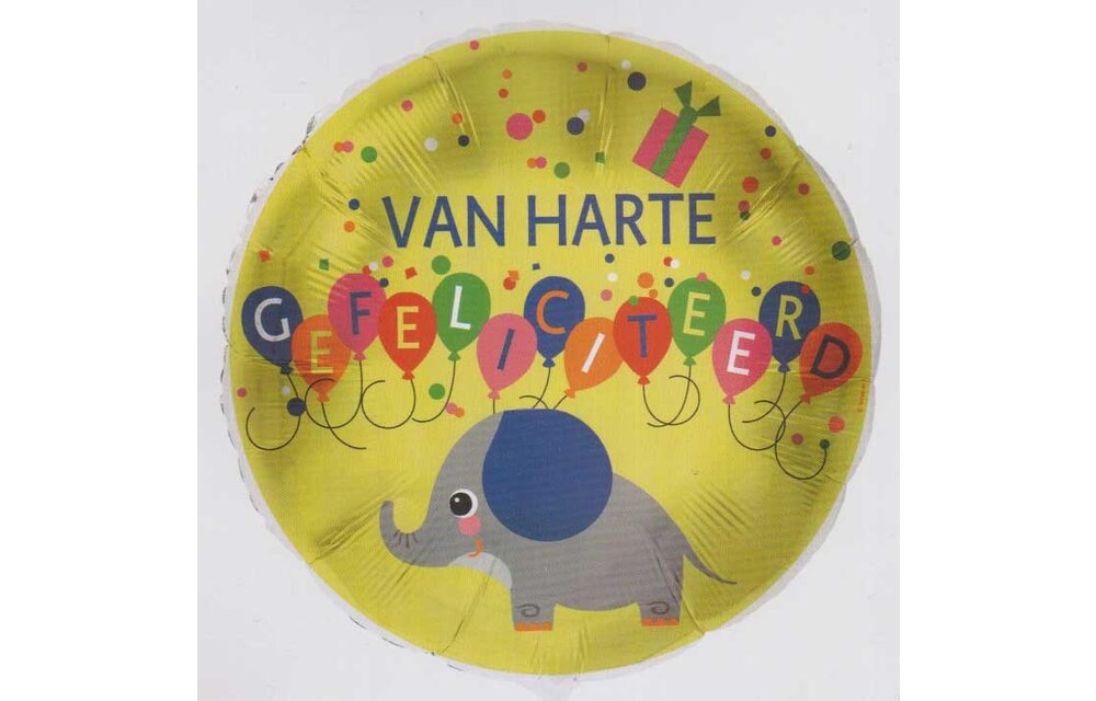 SALE > 18 inch  - Hartelijk Gefeliciteerd - Olifant