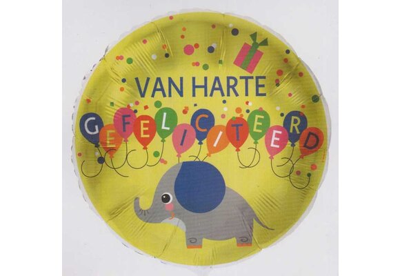 SALE > 18"  - Hartelijk Gefeliciteerd - Olifant
