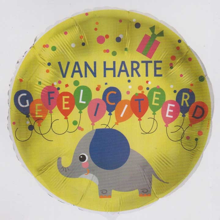 SALE > 18 inch  - Hartelijk Gefeliciteerd - Olifant