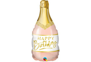 MICROFOIL - Happy Birthday Pink Bubbly Champagne - 14 inch - Qualatex