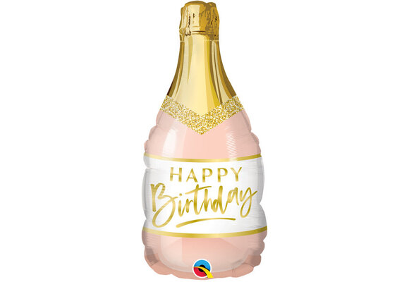 MICROFOIL - Happy Birthday Pink Bubbly Champagne - 14 inch - Qualatex