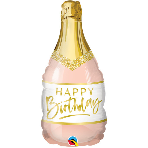 MICROFOIL - Happy Birthday Pink Bubbly Champagne - 14 inch - Qualatex
