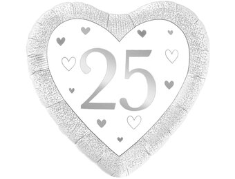 Heart - Number 25 Silver - Oak - 18 inch