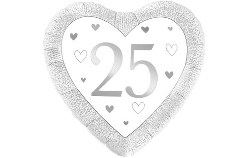 Heart - Number 25 Silver - Oak - 18 inch