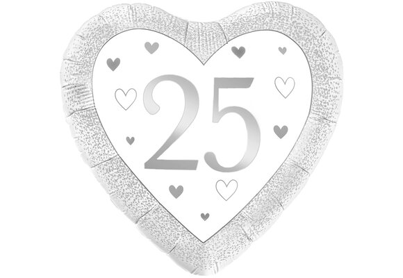 Heart - Number 25 Silver - Oaktree - 18 inch