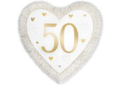 Heart - Number 50 Gold - Oak - 18 inch