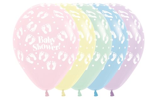 Sempertex 12 inch  - Baby Shower Footprints - Pastel Matte As - 25 Stuks