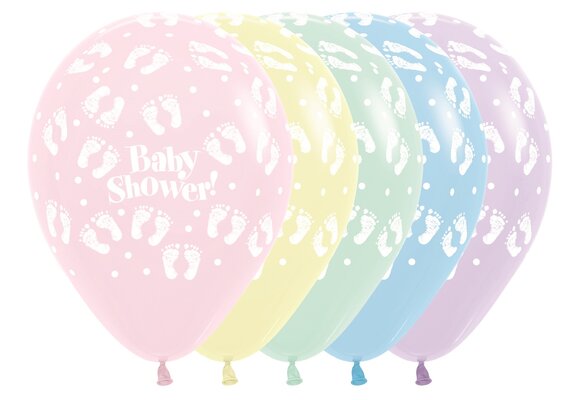 Sempertex 12 inch  - Baby Shower Footprints - Pastel Matte As - 25 Stuks