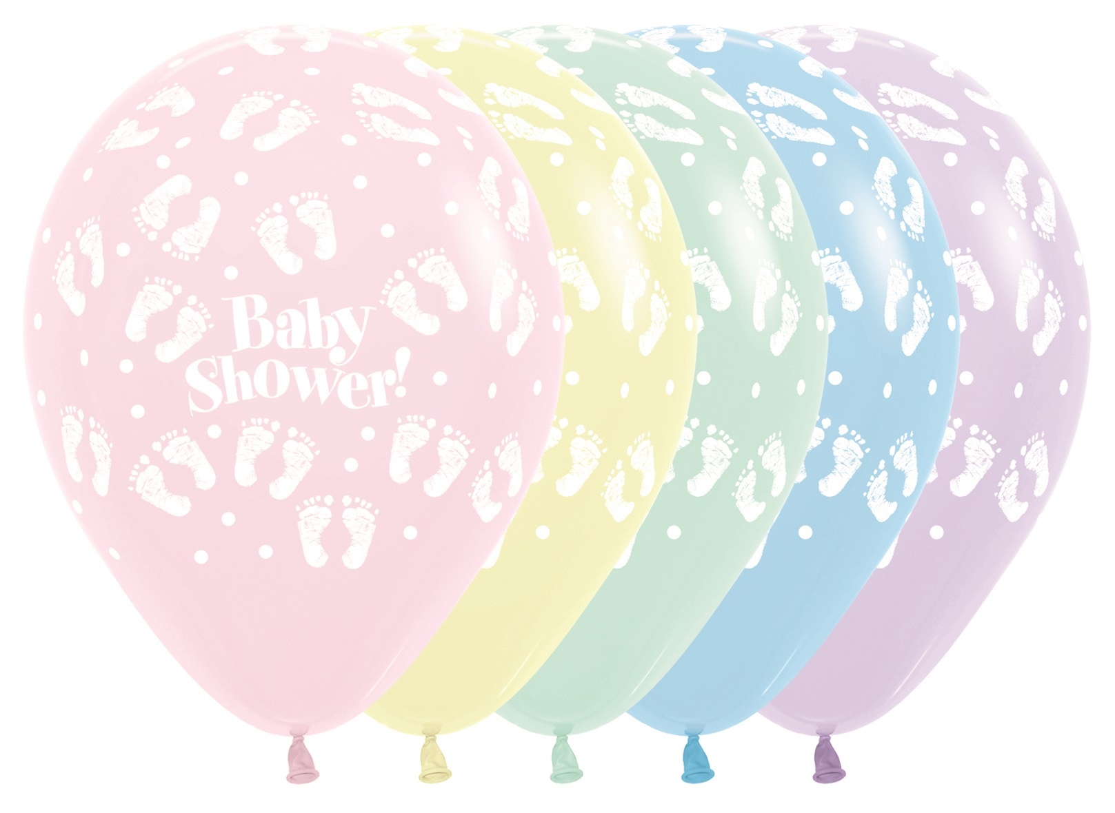 Sempertex 12 inch  - Baby Shower Footprints - Pastel Matte As - 25 Stuks