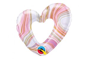 MICRO - Heart open - Marble Pink - 14 inch - Qualatex - VOL