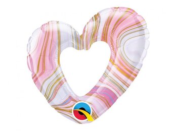 MICROFOIL - Heart open - Marble Pink - 14 inch - Qualatex - Airfilled