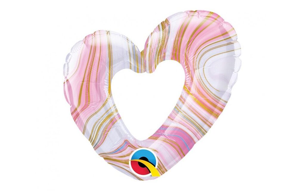 MICROFOIL - Heart open - Marble Pink - 14 inch - Qualatex - Leeg