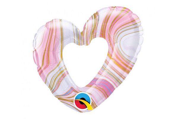 MICROFOIL - Heart open - Marble Pink - 14 inch - Qualatex