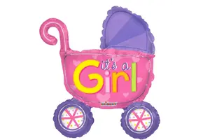 14"/35cm - Baby Stroller Girl - zelfsluitend incl.stick