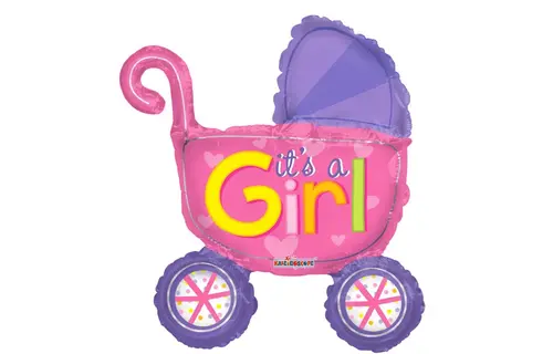 14"/35cm - Baby Stroller Girl - zelfsluitend incl.stick