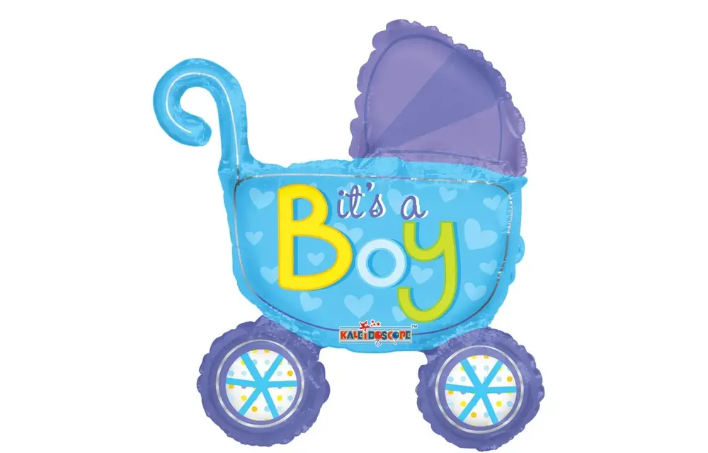 14"/35cm - Baby Stroller Boy - with valve incl.stick
