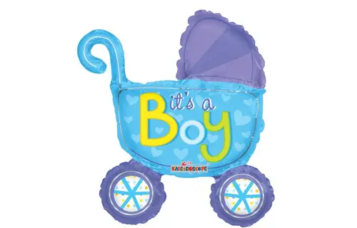 14"/35cm - Baby Stroller Boy - zelfsluitend incl.stick