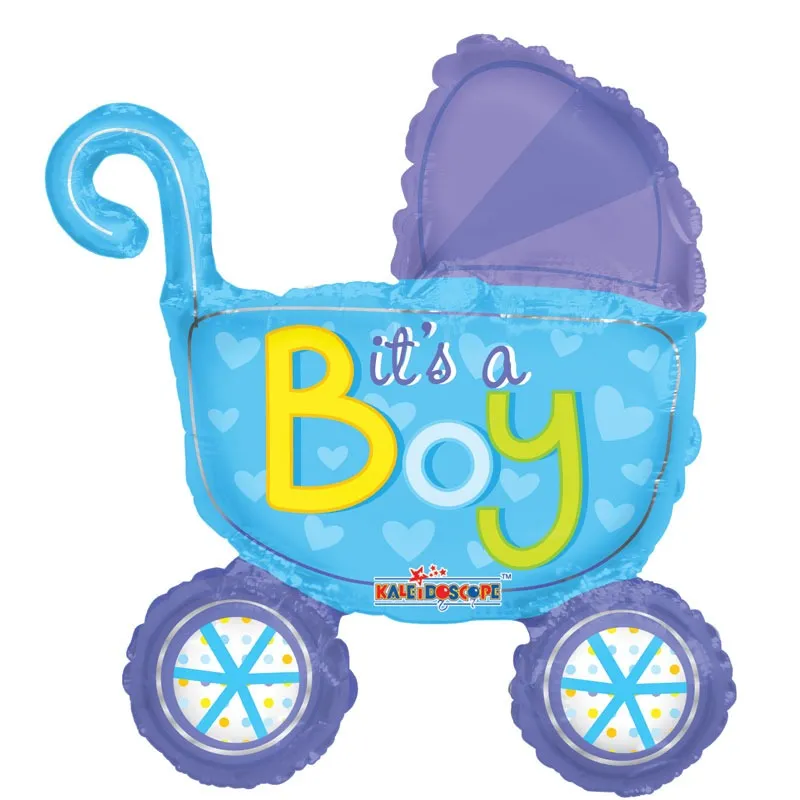 14"/35cm - Baby Stroller Boy - zelfsluitend incl.stick