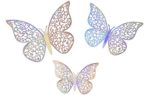 Butterfly 3D Adhesive - Irridescent - 12 stuks