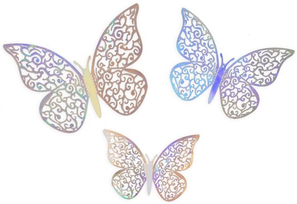 3D Adhesive Butterfly - Irridescent - 12stuks