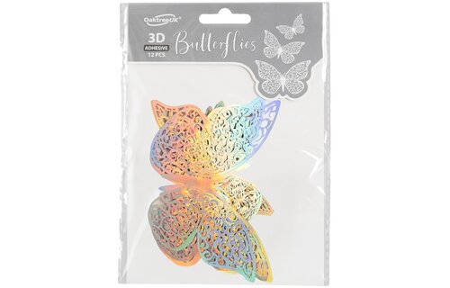 Butterfly 3D Adhesive - Irridescent - 12 pieces